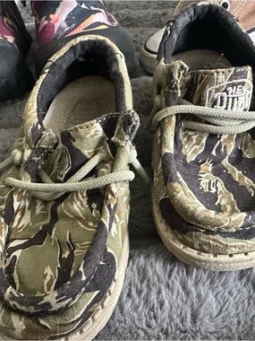 Hey Dude Kids' Camo Slip-On Sneakers in Olive and Brown